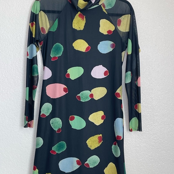 Rachel Antonoff Blue Sheath Long Sleeve Mock Neck Dress - Picture 16 of 16